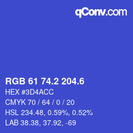 カラーコード: RGB 61 74.2 204.6 | qconv.com