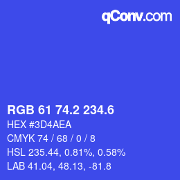 カラーコード: RGB 61 74.2 234.6 | qconv.com