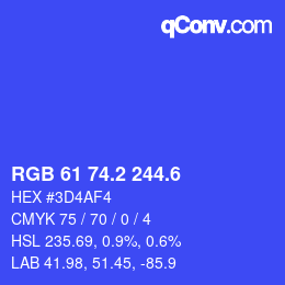 カラーコード: RGB 61 74.2 244.6 | qconv.com