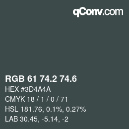 カラーコード: RGB 61 74.2 74.6 | qconv.com