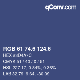 カラーコード: RGB 61 74.6 124.6 | qconv.com