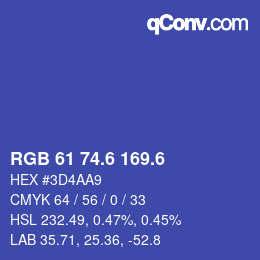 カラーコード: RGB 61 74.6 169.6 | qconv.com