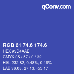 カラーコード: RGB 61 74.6 174.6 | qconv.com