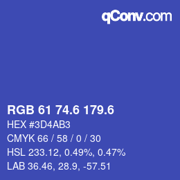 カラーコード: RGB 61 74.6 179.6 | qconv.com