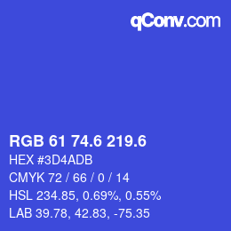 カラーコード: RGB 61 74.6 219.6 | qconv.com