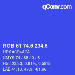 カラーコード: RGB 61 74.6 234.6 | qconv.com