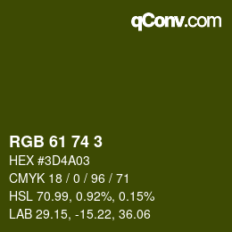 カラーコード: RGB 61 74 3 | qconv.com