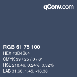 Color code: RGB 61 75 100 | qconv.com