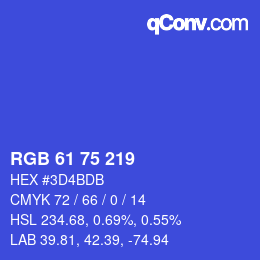 Color code: RGB 61 75 219 | qconv.com