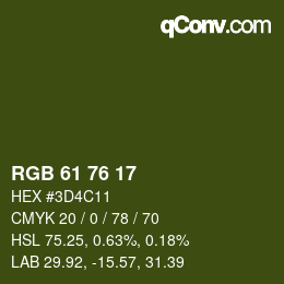Farbcode: RGB 61 76 17 | qconv.com