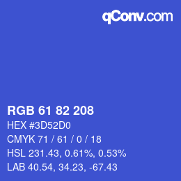 Color code: RGB 61 82 208 | qconv.com