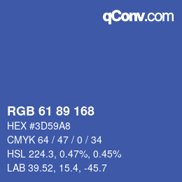 カラーコード: RGB 61 89 168 | qconv.com