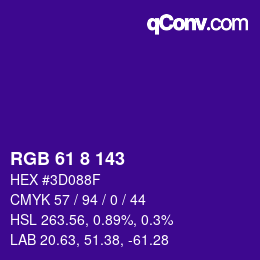 Color code: RGB 61 8 143 | qconv.com