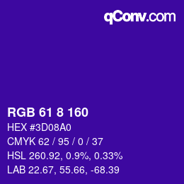 颜色代码: RGB 61 8 160 | qconv.com