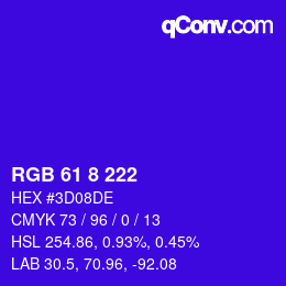 カラーコード: RGB 61 8 222 | qconv.com