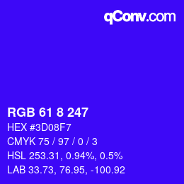 颜色代码: RGB 61 8 247 | qconv.com