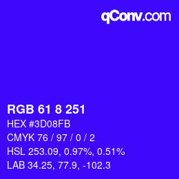カラーコード: RGB 61 8 251 | qconv.com