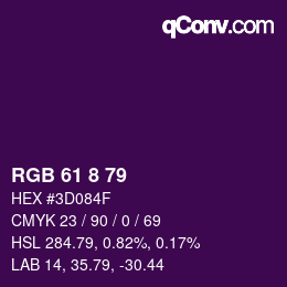 颜色代码: RGB 61 8 79 | qconv.com