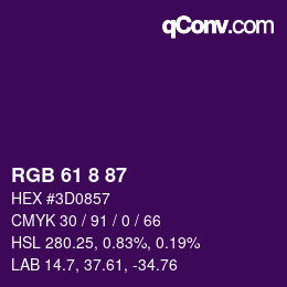 颜色代码: RGB 61 8 87 | qconv.com