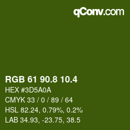 カラーコード: RGB 61 90.8 10.4 | qconv.com