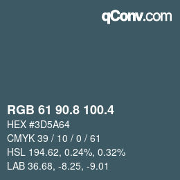 カラーコード: RGB 61 90.8 100.4 | qconv.com