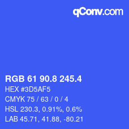 カラーコード: RGB 61 90.8 245.4 | qconv.com