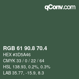 カラーコード: RGB 61 90.8 70.4 | qconv.com