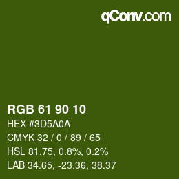 カラーコード: RGB 61 90 10 | qconv.com