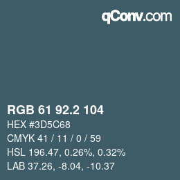 カラーコード: RGB 61 92.2 104 | qconv.com