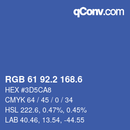 カラーコード: RGB 61 92.2 168.6 | qconv.com