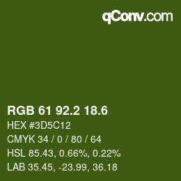 カラーコード: RGB 61 92.2 18.6 | qconv.com