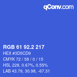 Color code: RGB 61 92.2 217 | qconv.com