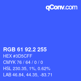 カラーコード: RGB 61 92.2 255 | qconv.com