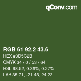 カラーコード: RGB 61 92.2 43.6 | qconv.com