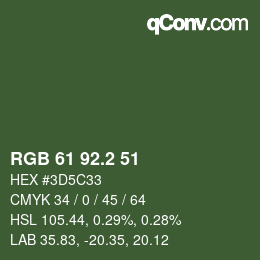 カラーコード: RGB 61 92.2 51 | qconv.com