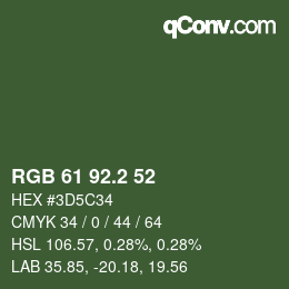 Color code: RGB 61 92.2 52 | qconv.com