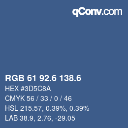カラーコード: RGB 61 92.6 138.6 | qconv.com