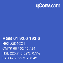 カラーコード: RGB 61 92.6 193.6 | qconv.com