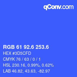 カラーコード: RGB 61 92.6 253.6 | qconv.com