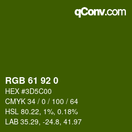 カラーコード: RGB 61 92 0 | qconv.com