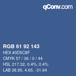 カラーコード: RGB 61 92 143 | qconv.com