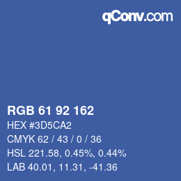 カラーコード: RGB 61 92 162 | qconv.com