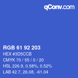 Color code: RGB 61 92 203 | qconv.com