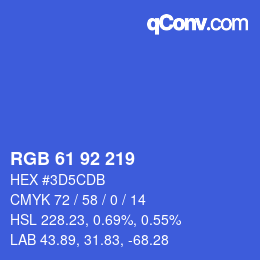 Color code: RGB 61 92 219 | qconv.com