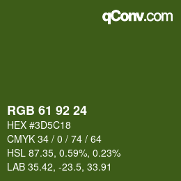 Color code: RGB 61 92 24 | qconv.com