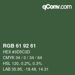颜色代码: RGB 61 92 61 | qconv.com