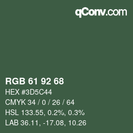 颜色代码: RGB 61 92 68 | qconv.com