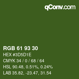 颜色代码: RGB 61 93 30 | qconv.com