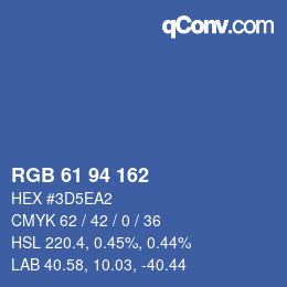 カラーコード: RGB 61 94 162 | qconv.com