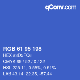 Color code: RGB 61 95 198 | qconv.com